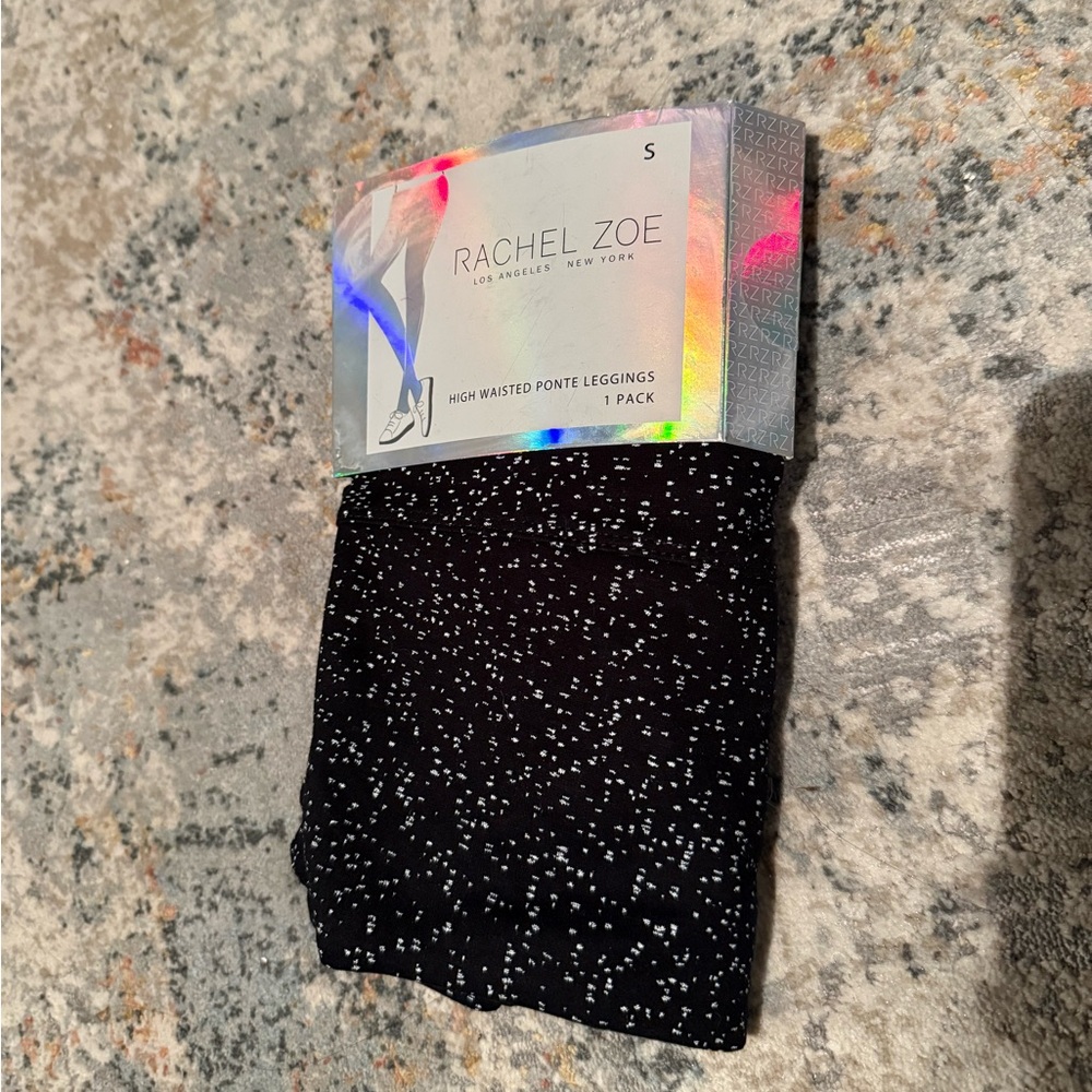 New Rachel Zoe High Waisted Ponte Leggings Tummy Control Black White Small